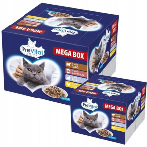 Karma dla kotów PreVital Mega Box 100 g (24 sztuki) x 2