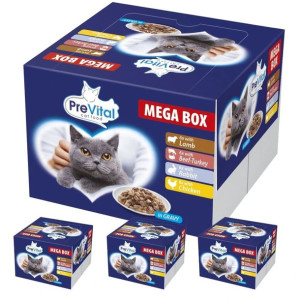 Karma dla kotów PreVital Mega Box 100 g (24 sztuki) x 4