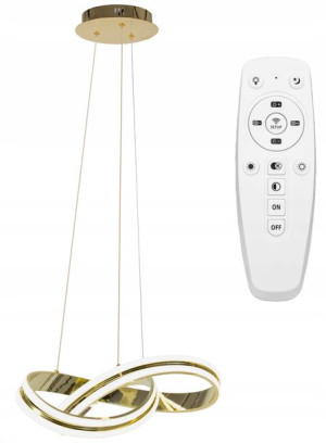 Lampa Sufitowa Wisząca Metal Ring Gold Led + Pilot