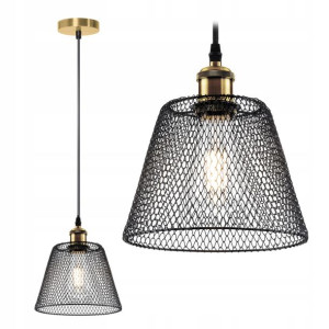 Lampa Sufitowa Wisząca Metalowa Czarna Siatka