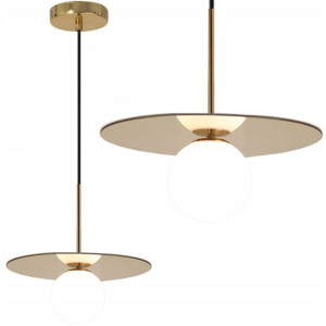 Lampa Wisząca Złota Gold Biały Klosz 10cm Glamour