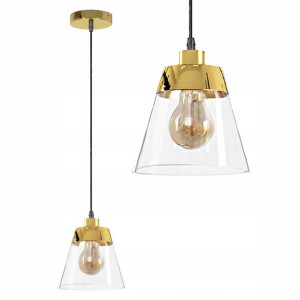 Lampa Sufitowa Wisząca Szklana Okrągła Złota Gold