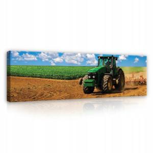 Obraz Na Płótnie do salonu TRAKTOR krajobraz DUŻY XXL 145x45