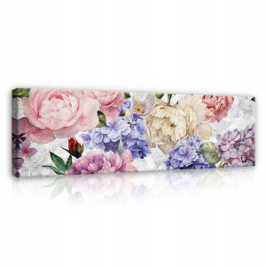 Obraz Na Płótnie KWIATY PEONIE DO SYPIALNI NOWOCZESNY 145x45