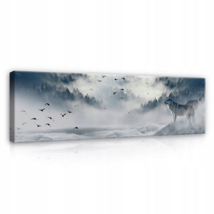 Obraz WILK ZWIERZĘTA LAS Do Salonu Duży 145x45