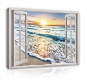 Obraz OKNO 3D Plaża Morze Na Ścianę Salon 100x70
