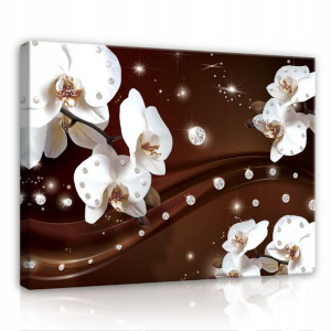 Obraz Orchidea Kwiaty Diamenty Sypialnia 3d 100x70