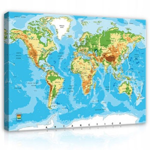 Obraz na płótnie ścianę MAPA ŚWIATA dzieci 120x80