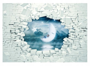 Fototapeta dla dzieci KSIĘŻYC EFEKT 3D Mur 254x184