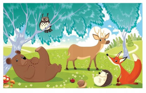Fototapeta dla dzieci LEŚNE ZWIERZĘTA ZOO 368x254