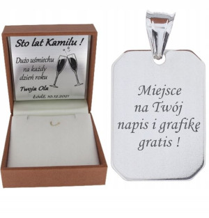 Nieśmiertelnik Zawieszka Srebro 925 Grawer Gratis