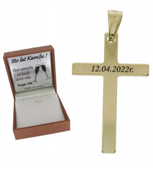 Srebrny Krzyżyk Pr. 925 Złocony