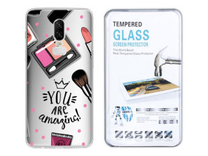 Oneplus 6 Etui Fashion Nadruk Kreatui Case + Szkło