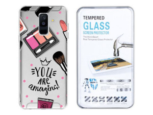 Sam Galaxy A6 Plus 2018 Etui Fashion Nadruk +szkło