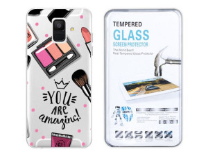 Samsung Galaxy A6 2018 Etui Fashion Nadruk + Szkło