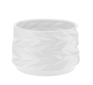 Osłonka doniczka ceramiczna 13,5 cm SOPHIA biały geometryczny wzór