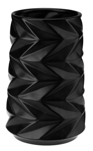 Osłonka doniczka ceramiczna 12x9 cm SOPHIA wazon czarny geometryczny wzór