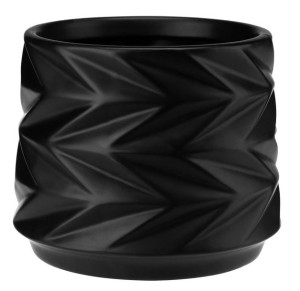 Osłonka doniczka ceramiczna 17 cm SOPHIA czarny geometryczny wzór