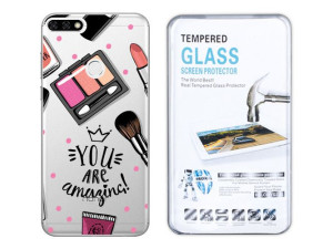 Huawei Honor 7c Etui Fashion Nadruk Case +szkło 9h