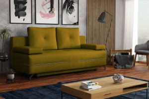 Sofa kanapa z funkcją spania MANHATTAN rozkładana wersalka musztardowa