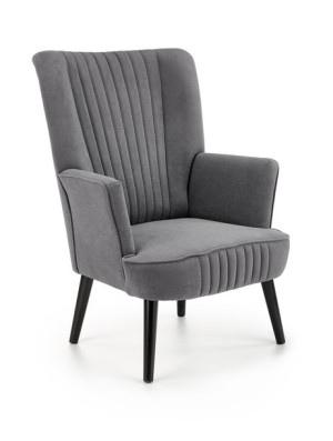 Fotel do salonu DELGADO VELVET szary fotel uszak