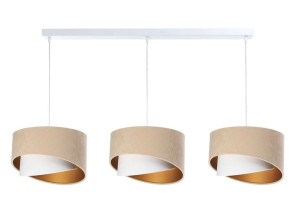 Beżowa potrójna lampa wisząca welurowa - S503-Raksa