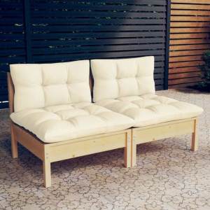 Lumarko 2-osobowa sofa ogrodowa z kremowymi poduszkami, drewno sosnowe!
