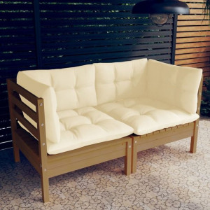 Lumarko 2-osobowa sofa ogrodowa z kremowymi poduszkami, drewno sosnowe!