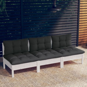 Lumarko 3-osobowa sofa ogrodowa z antracytowymi poduszkami, sosnowa!