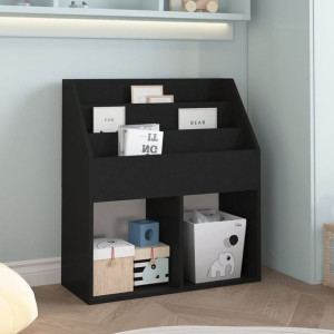 Lumarko Regał na czasopisma dla dzieci, czarny, 71x30x78,5 cm, płyta!