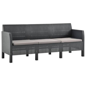 3-osobowa sofa ogrodowa z poduszkami, antracytowa,