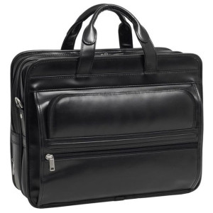Elegancka skórzana torba męska na laptopa 17" czarna, Elston