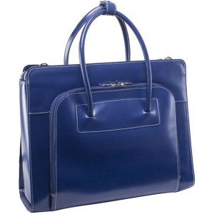 Skórzana damska aktówka, torba na laptopa 15,6" granatowa Lake Forest Navy