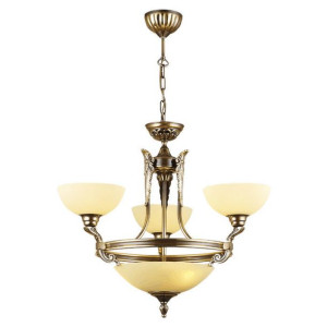 Salonowa lampa wisząca CORDOBA szklany zwis ampla na łańcuchu patyna matowa