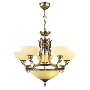 Wisząca lampa na łańcuchu CORDOBA szklany zwis do przedpokoju patyna matowa