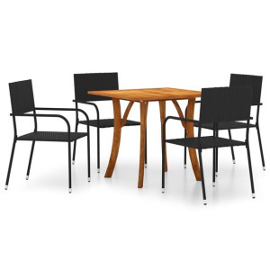 5-częściowy zestaw mebli ogrodowych, czarny