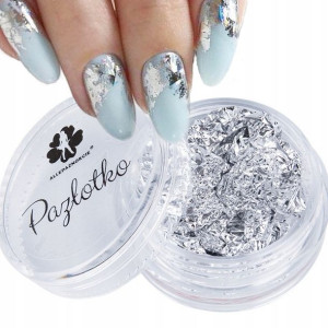 PAZŁOTKO PŁATKI metaliczne SREBRNE ALU 7ml DUŻE