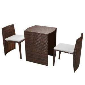 3-cz. zestaw mebli bistro z poduszkami, rattan PE,