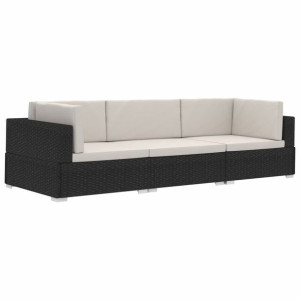 3-częściowa sofa ogrodowa z poduszkami, rattan PE,