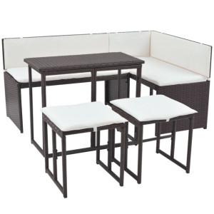 5-cz. zestaw mebli ogrodowych, stal, rattan PE, br