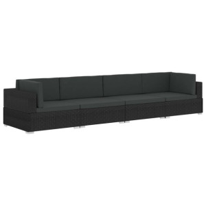 4-częściowa sofa ogrodowa, poduszki, rattan PE, cz