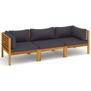 3-osobowa sofa ogrodowa z poduszkami, lite drewno