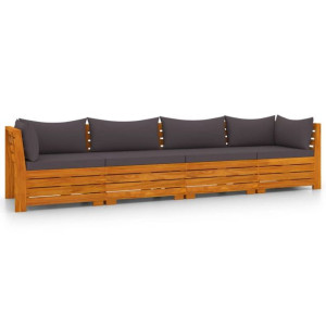 4-osobowa sofa ogrodowa z poduszkami, lite drewno