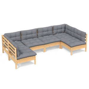 6-cz. zestaw wypoczynkowy do ogrodu, szare poduszk
