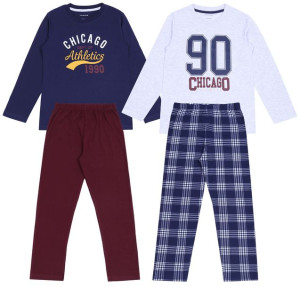 2 x Granatowo-bordowa piżama Chicago PRIMARK