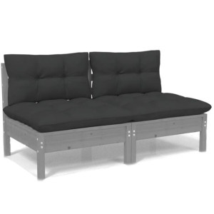 2-osobowa sofa ogrodowa z antracytowymi poduszkami, sosnowa