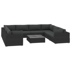 9-cz. zestaw mebli do ogrodu, poduszki, rattan PE,
