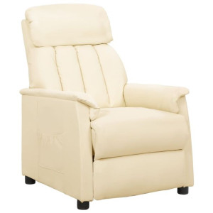 Fotel rozkładany, kremowy, sztuczna skóra