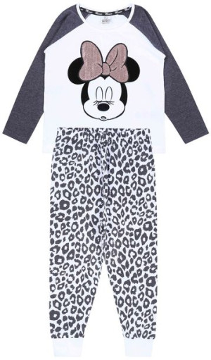 DISNEY MYSZKA MINNIE Piżama w panterkę biało-grafitowa