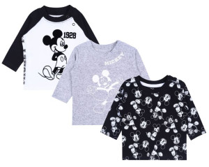 3x Czarno-białe bluzki niemowlęce Mickey DISNEY